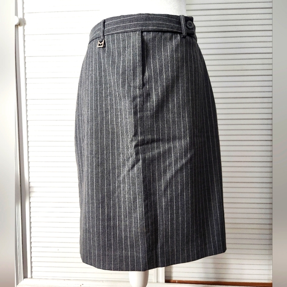 Micheal kors grey white striped business skirt sz 4 - Picture 1 of 9